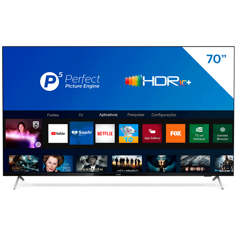 Smart TV 70" Philips 70PUG7625/78 4K UHD P5 HDR10+ Dolby Vision Atmos ...